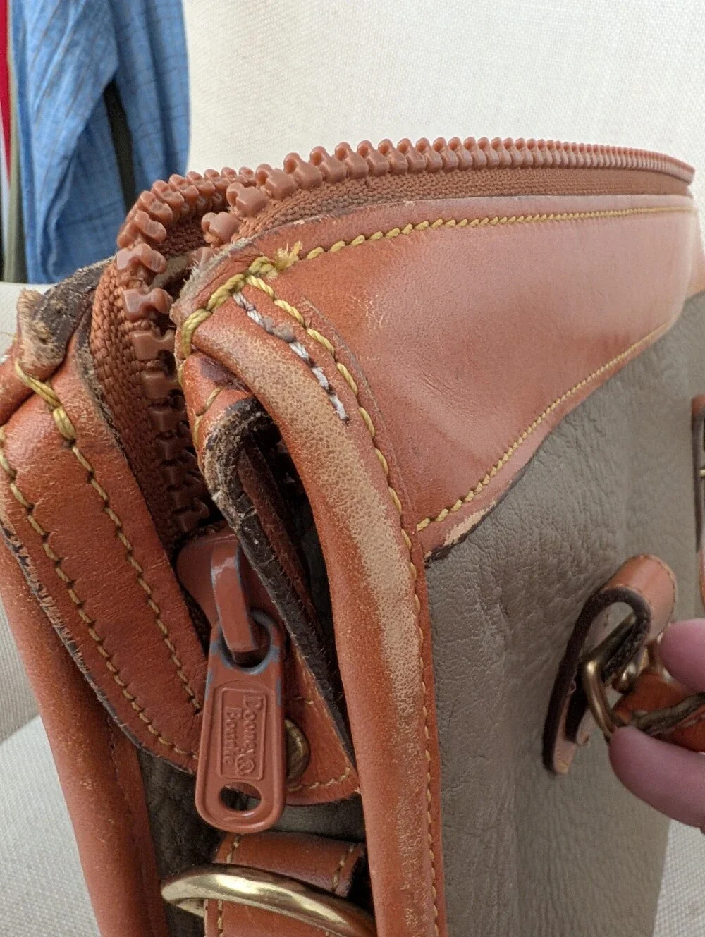Vintage Dooney & Bourke All-Weather Leather Satchel Tan & Brown Bag